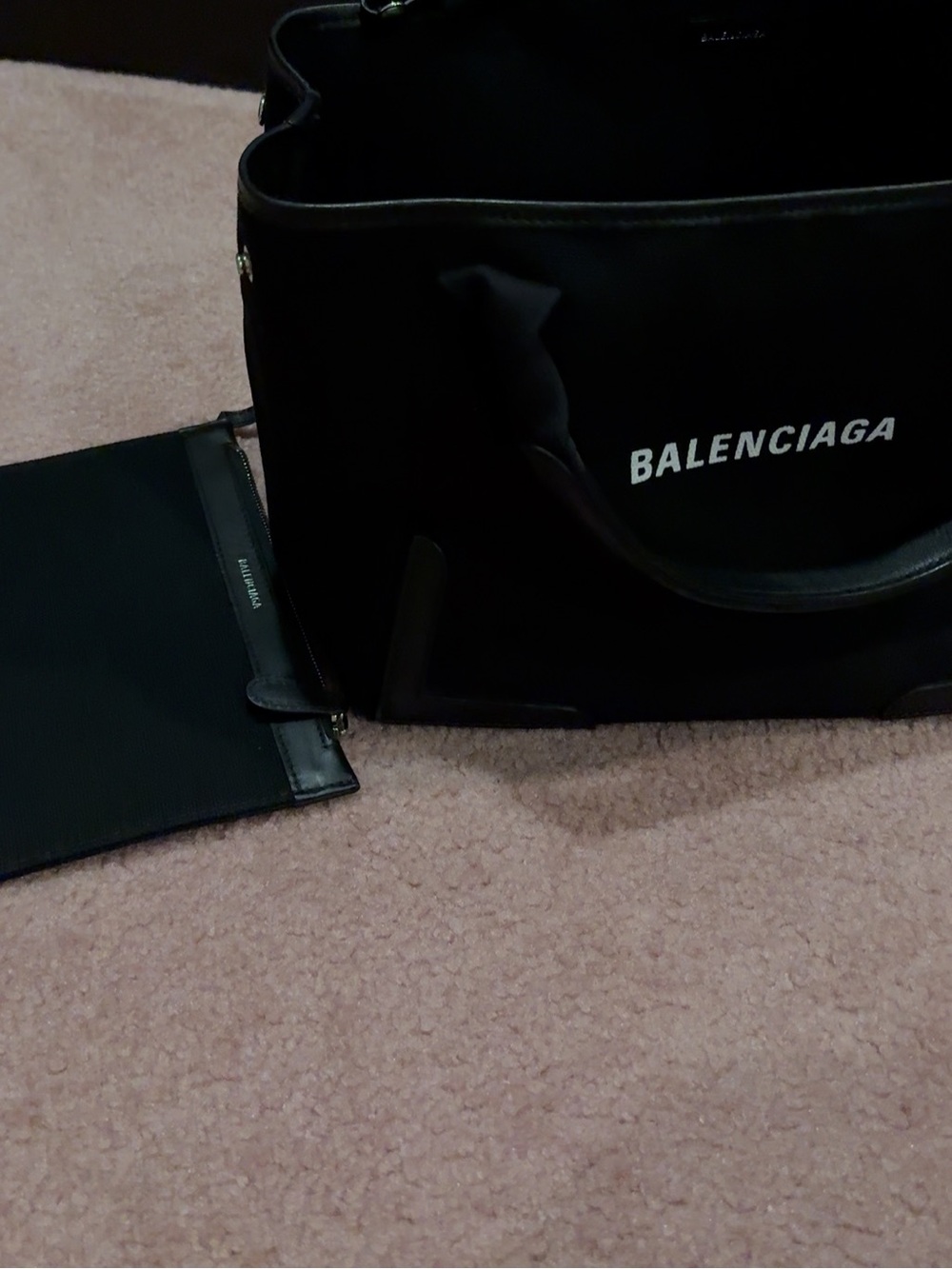 Balenciaga Canvas Tote Bag Black with Pouch + Dust Bag - Picture 1 of 5